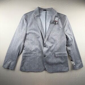 NEW J.Ferrar Slim Fit Jacket Blazer Mens 42/44 SH Grey Plaid‎ 360 Stretch 0308
